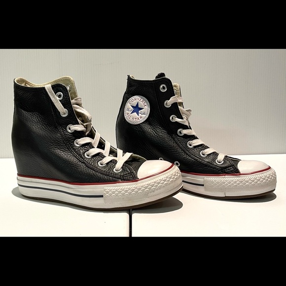 CONVERSE Ladies Black Leather High-Top Shoes US 8 - Picture 13 of 13